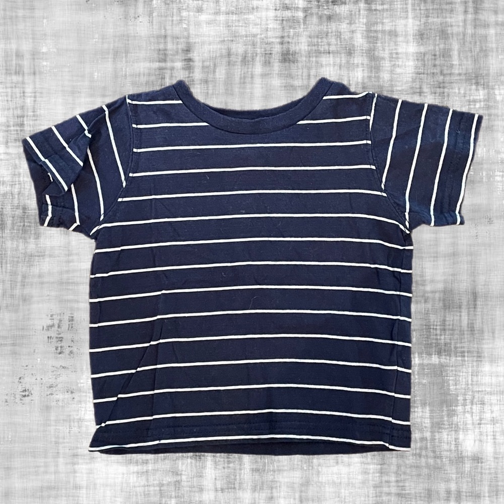 Be Basic Navy Blue and White Stripe Short Sleeve Tee Short for 24M